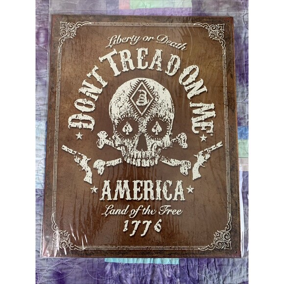 Wall Decor | Dont Tread On Me America Skull Guns Tin Metal Sign Garage ...